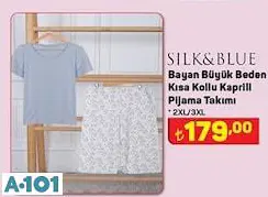 SİLK&BLUE BAYAN BÜYÜK BEDEN KISA KOLLU KAPRİLİ PİJAMA TAKIMI